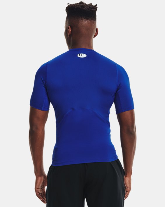 Men's HeatGear® Armour Short Sleeve, Blue, pdpMainDesktop image number 1